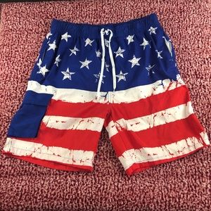 Men’s Tru Cal American Flag Drawstring Swim Shorts